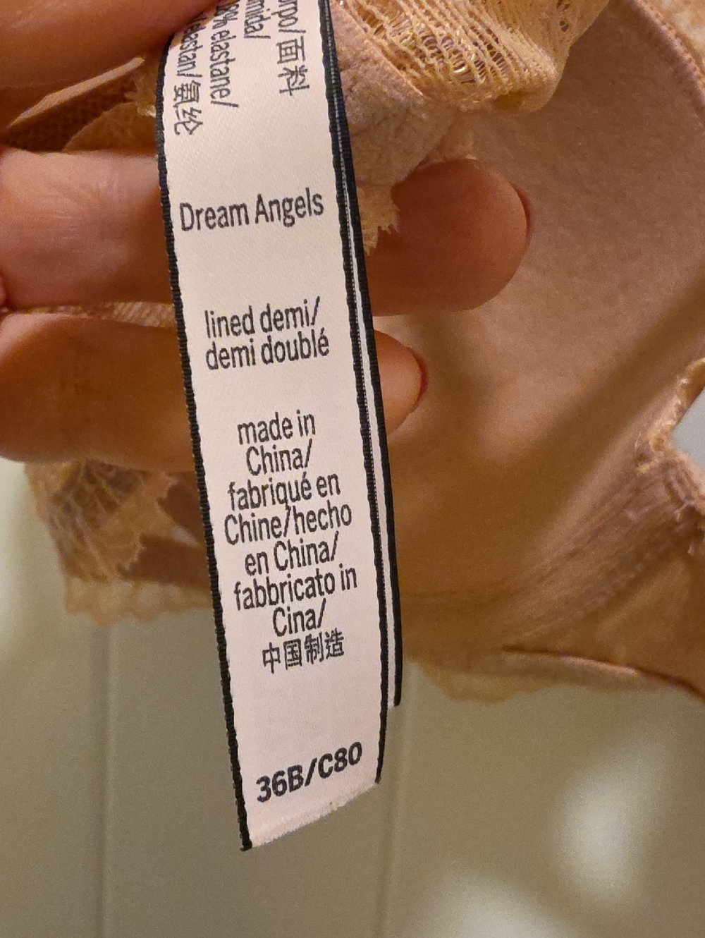 Victoria's Secret Dream Angels Lace Trim Peach Nude Size 36B - Picture 3 of 6